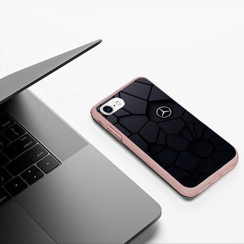 Чехол iPhone 7/8 матовый Мерседес 3D плиты / 3D-Светло-розовый – фото 3