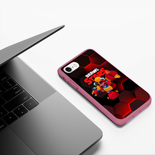 Чехол iPhone 7/8 матовый Meg BrawlStars 3D / 3D-Малиновый – фото 3