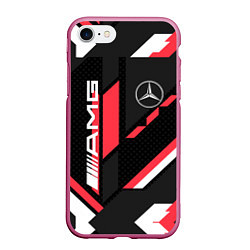 Чехол iPhone 7/8 матовый MERCEDES-BENZ AMG GEOMETRY STRIPES RED, цвет: 3D-малиновый