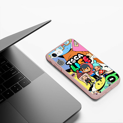 Чехол iPhone 7/8 матовый Toca Life: Heroes / 3D-Светло-розовый – фото 3