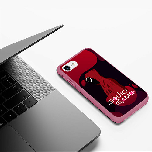 Чехол iPhone 7/8 матовый Игра в кальмара Red Black / 3D-Малиновый – фото 3