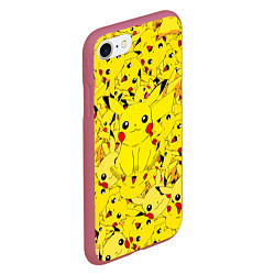 Чехол iPhone 7/8 матовый ПИКАЧУ ПОКЕМОН PIKA PIKA, цвет: 3D-малиновый — фото 2