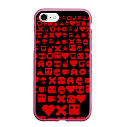 Чехол iPhone 7/8 матовый Любовь, смерть и роботы пиктограммы, цвет: 3D-малиновый