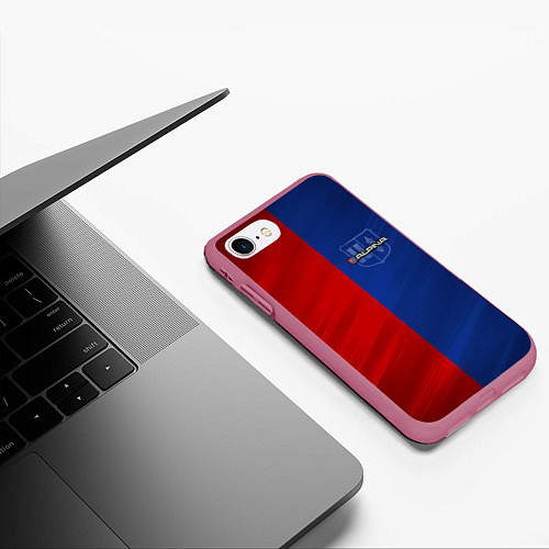 Чехол iPhone 7/8 матовый Логотип Alpina / 3D-Малиновый – фото 3