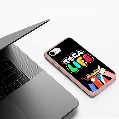 Чехол iPhone 7/8 матовый Toca Life: Friends / 3D-Светло-розовый – фото 3