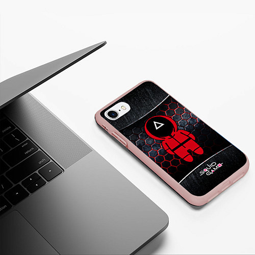 Чехол iPhone 7/8 матовый Игра в кальмара 3D Black Red / 3D-Светло-розовый – фото 3