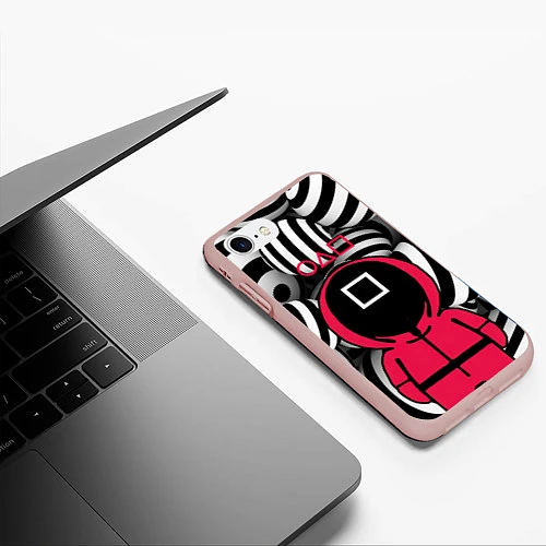 Чехол iPhone 7/8 матовый Игра в кальмара 3D / 3D-Светло-розовый – фото 3