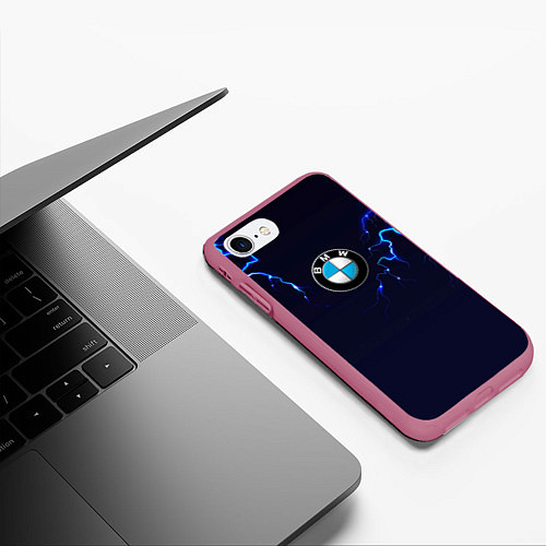 Чехол iPhone 7/8 матовый BMW разряд молнии / 3D-Малиновый – фото 3