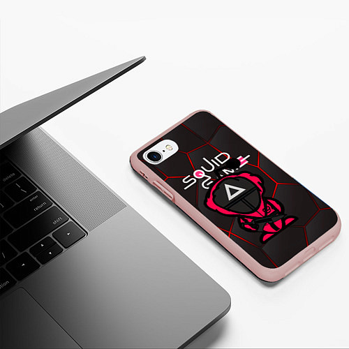 Чехол iPhone 7/8 матовый Squid game BLACK / 3D-Светло-розовый – фото 3