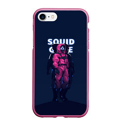 Чехол iPhone 7/8 матовый ТРЕУГОЛЬНИК НА СТРАЖЕ SQUID GAME, цвет: 3D-малиновый