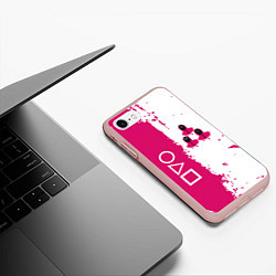 Чехол iPhone 7/8 матовый Игра в кальмара геометрические фигуры, цвет: 3D-светло-розовый — фото 2