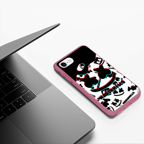 Чехол iPhone 7/8 матовый MARSHMELLO GLITCH / 3D-Малиновый – фото 3