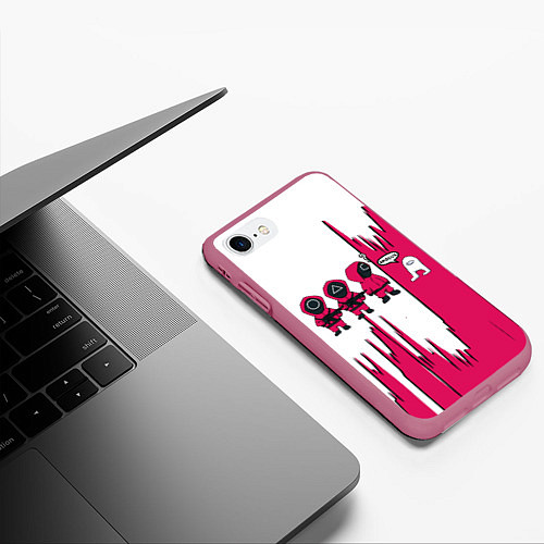 Чехол iPhone 7/8 матовый Squid Game among us Люди в масках, / 3D-Малиновый – фото 3