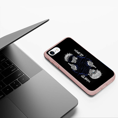 Чехол iPhone 7/8 матовый GOJO SATORU МАГИЧЕСКАЯ БИТВА JUJUTSU KAISEN / 3D-Светло-розовый – фото 3
