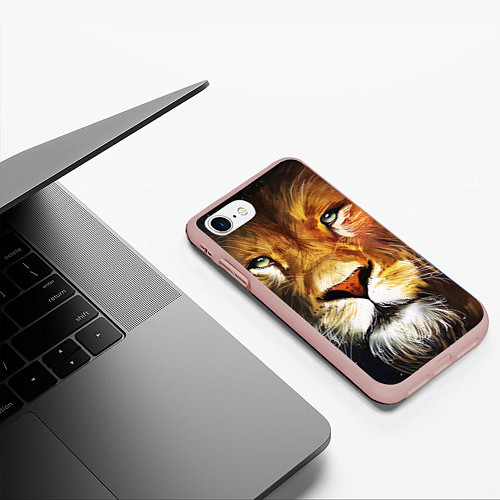 Чехол iPhone 7/8 матовый Лев царь зверей / 3D-Светло-розовый – фото 3