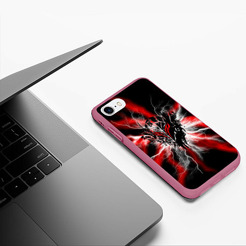 Чехол iPhone 7/8 матовый Berserk разряд молнии / 3D-Малиновый – фото 3