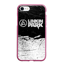 Чехол iPhone 7/8 матовый Линкин Парк Лого Рок ЧБ Linkin Park Rock, цвет: 3D-малиновый