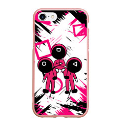 Чехол iPhone 7/8 матовый Игра в кальмара Squid Game, цвет: 3D-светло-розовый