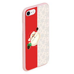 Чехол iPhone 7/8 матовый Дед Мороз селфи, цвет: 3D-светло-розовый — фото 2