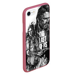 Чехол iPhone 7/8 матовый THE LAST OF US ЧЁРНО БЕЛЫЙ, цвет: 3D-малиновый — фото 2