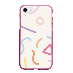 Чехол iPhone 7/8 матовый Разные линии, цвет: 3D-малиновый