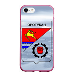 Чехол iPhone 7/8 матовый Герб Оротукан, цвет: 3D-малиновый