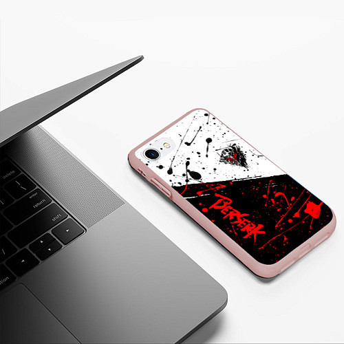 Чехол iPhone 7/8 матовый Berserk: Черная маска / 3D-Светло-розовый – фото 3