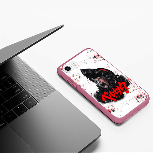 Чехол iPhone 7/8 матовый BERSERK SCREAM БЕРСЕРК КРИК / 3D-Малиновый – фото 3