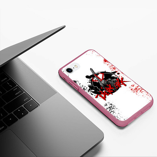 Чехол iPhone 7/8 матовый BERSERK LOGO БЕРСЕРК / 3D-Малиновый – фото 3