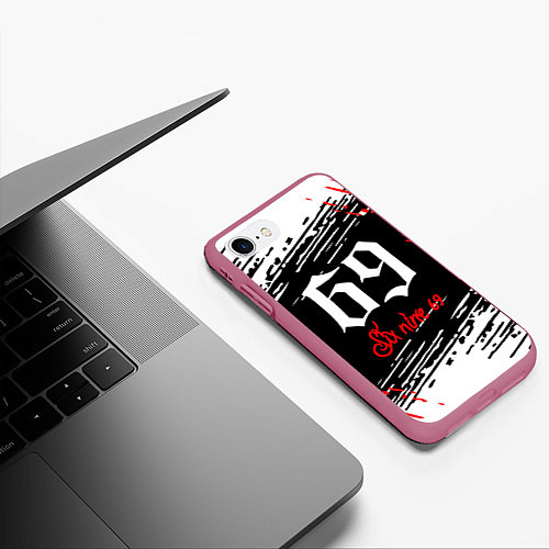 Чехол iPhone 7/8 матовый 6IX9INE 69, / 3D-Малиновый – фото 3