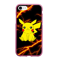 Чехол iPhone 7/8 матовый PIKACHU PIKA PIKA РАЗРЯДЫ МОЛНИЙ, цвет: 3D-малиновый