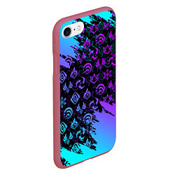 Чехол iPhone 7/8 матовый GENSHIN NEON PATTERN SYMBOL НЕОН ЭМБЛЕМЫ, цвет: 3D-малиновый — фото 2