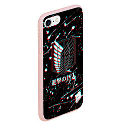 Чехол iPhone 7/8 матовый Attack on titan: Glitch, цвет: 3D-светло-розовый — фото 2