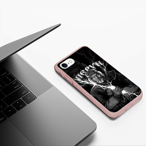 Чехол iPhone 7/8 матовый Перун Славянский бог / 3D-Светло-розовый – фото 3