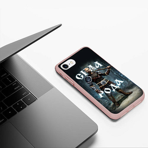 Чехол iPhone 7/8 матовый Сила Рода Славянский воин / 3D-Светло-розовый – фото 3