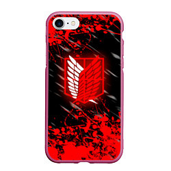 Чехол iPhone 7/8 матовый Атака Титанов: Red, цвет: 3D-малиновый