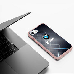 Чехол iPhone 7/8 матовый BMW Logo, цвет: 3D-светло-розовый — фото 2