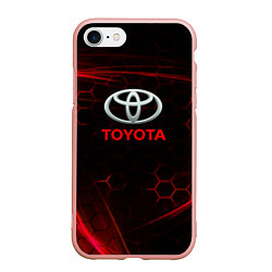 Чехол iPhone 7/8 матовый Toyota Неоновые соты, цвет: 3D-светло-розовый