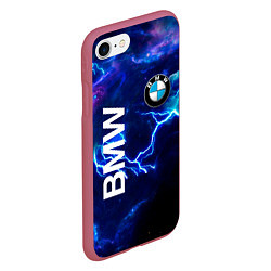 Чехол iPhone 7/8 матовый BMW Синяя молния, цвет: 3D-малиновый — фото 2