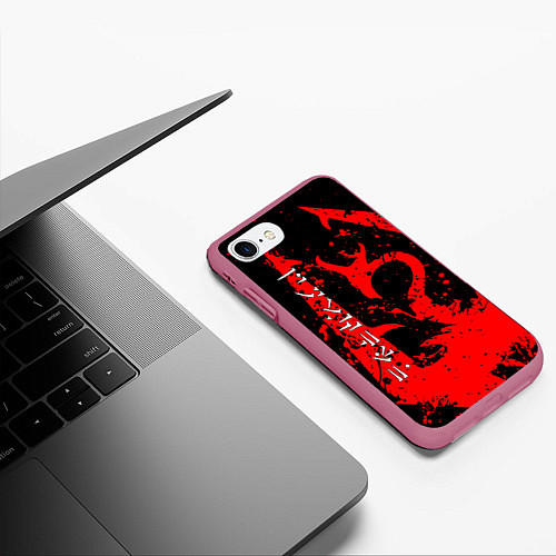 Чехол iPhone 7/8 матовый TES RED DRAGON, FUS RO DAH SYMBOL / 3D-Малиновый – фото 3