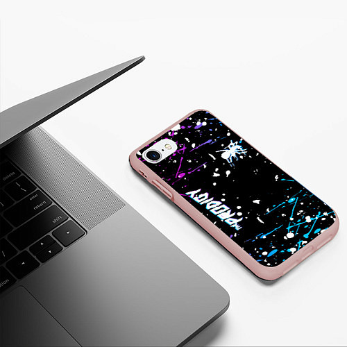 Чехол iPhone 7/8 матовый The Prodigy паук / 3D-Светло-розовый – фото 3