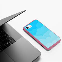 Чехол iPhone 7/8 матовый Голубые облака, цвет: 3D-малиновый — фото 2
