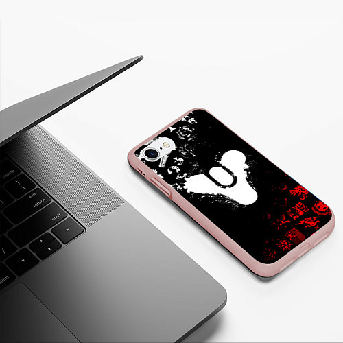 Чехол iPhone 7/8 матовый DESTINY 2 RED & WHITE PATTERN LOGO / 3D-Светло-розовый – фото 3