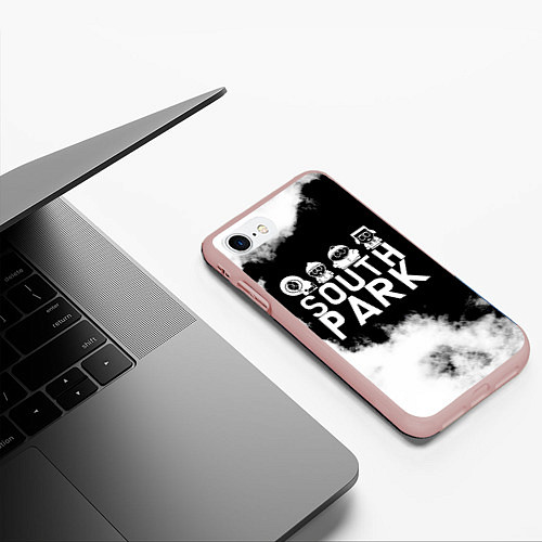 Чехол iPhone 7/8 матовый Все пацаны на черном фоне Южный Парк / 3D-Светло-розовый – фото 3