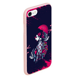 Чехол iPhone 7/8 матовый ДЕВУШКА В КИМОНО И ПТИЦАМИ, цвет: 3D-светло-розовый — фото 2