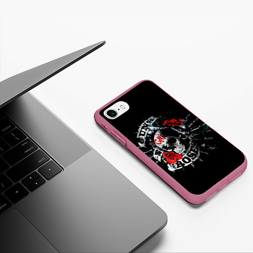 Чехол iPhone 7/8 матовый Ганз энд роузес / 3D-Малиновый – фото 3