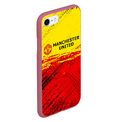 Чехол iPhone 7/8 матовый Manchester United: Дьяволы, цвет: 3D-малиновый — фото 2