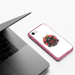 Чехол iPhone 7/8 матовый Красный Шлем Самурая, цвет: 3D-малиновый — фото 2