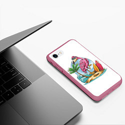 Чехол iPhone 7/8 матовый Фламинго На Острове, цвет: 3D-малиновый — фото 2