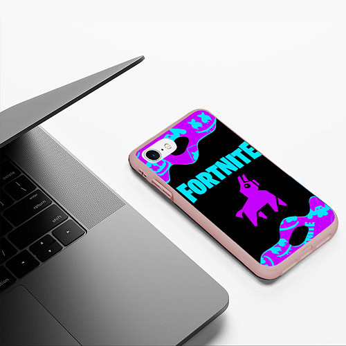 Чехол iPhone 7/8 матовый FORTNITE MARSHMELLO NEON НЕОН / 3D-Светло-розовый – фото 3